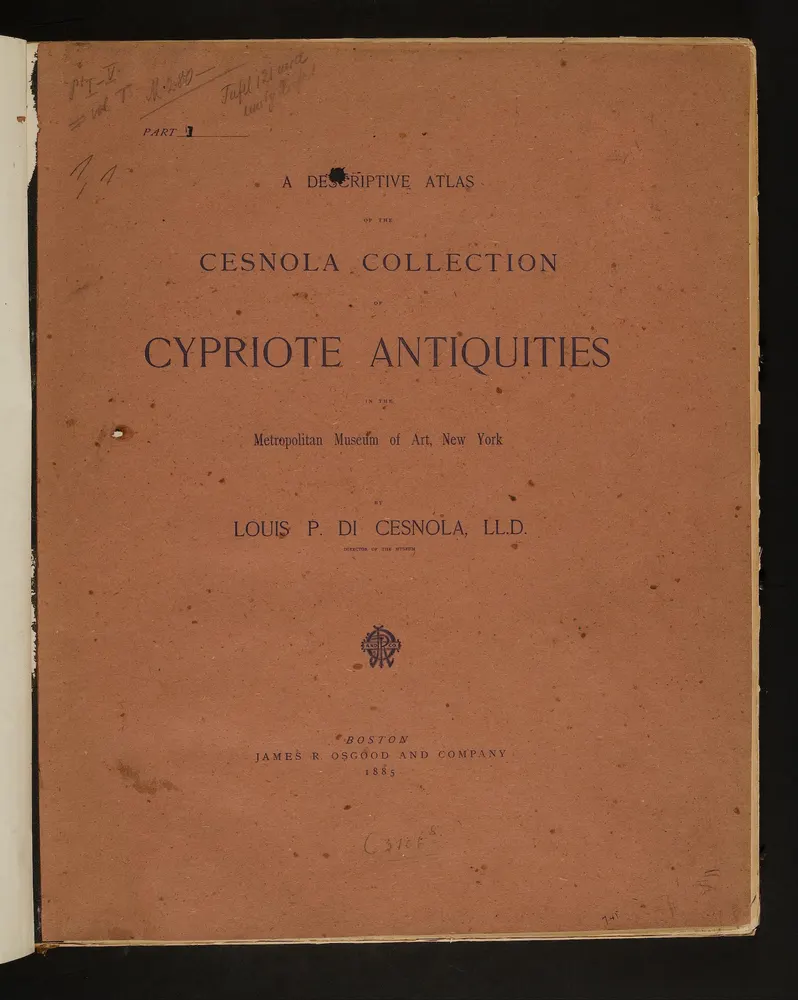 A Descriptive Atlas of the Cesnola Collection of Cypriote Antiquities in the Metropolitan Museum of Art, New York. Vol. I, Part I (Introduction; Plates I–XXX), scan 1