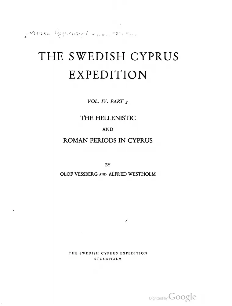 The Swedish Cyprus Expedition, Vol. IV, Part 3, scan 1