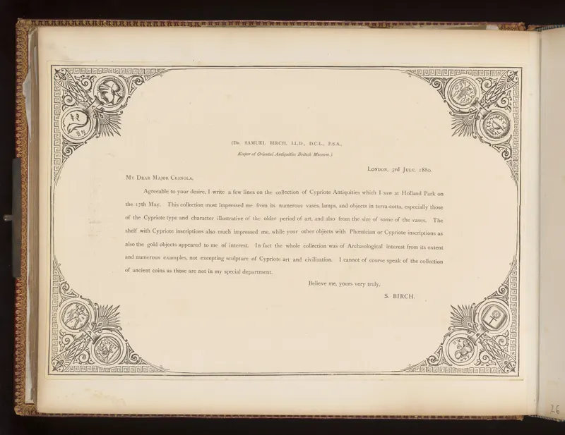 Letter from Samuel Birch, 3 July 1880