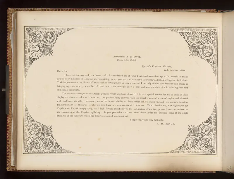 Letter from A. H. Sayce, 20 August 1880