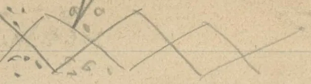 Pattern of crossing zigzag lines forming lozenges and triangles, with dots in some triangles