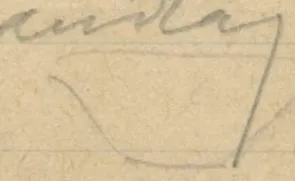 Faint profile of the lower part of a flat-bottomed bowl