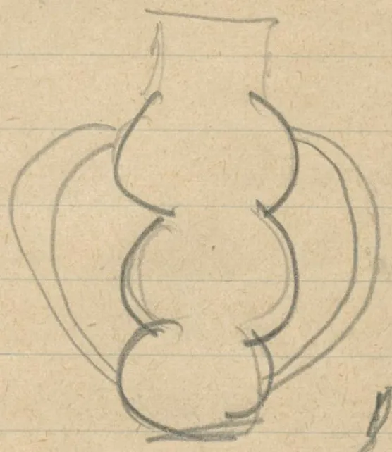 Two vessels with constricted bodies, the larger with two vertical handles, the smaller with one handle and three feet
