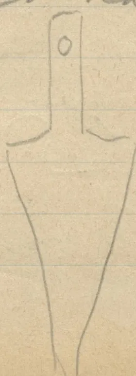Outlines of three triangular blades, each with a perforated tang