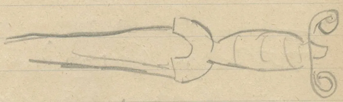 Sword hilt with antennae pommel and upper part of blade