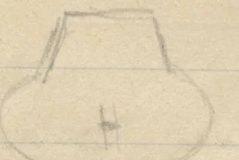 Profiles of two jars with lug handles, the left one with a flat base and the right one on a foot
