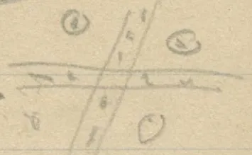 Intersecting double lines with dots inside and circles in the angles