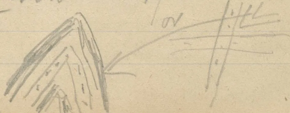 Chevron band with dots inside, pointed to by an arrow from an intersecting double-line motif