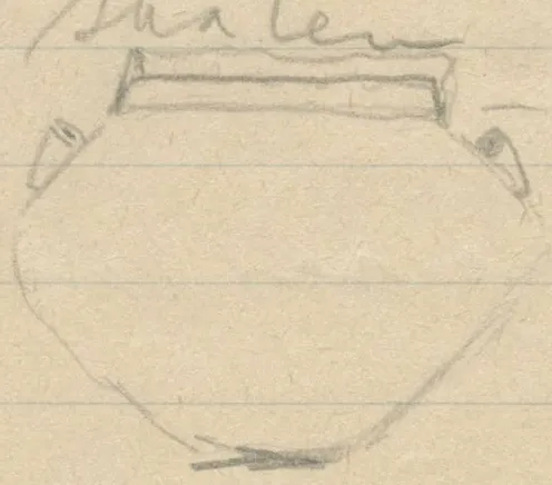 Profile of a biconical vessel with lid and two small lugs on the shoulder