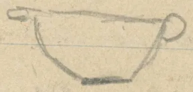 Profile of a bowl with spout and handle