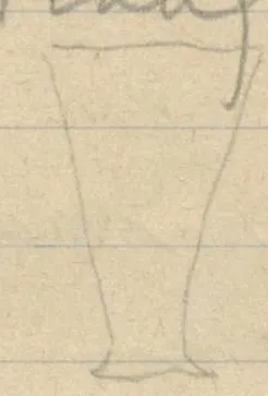 Profile of a tall narrow handleless cup with flared base