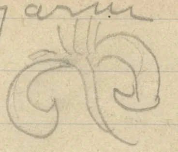 Lotus motif with two volute-like petals