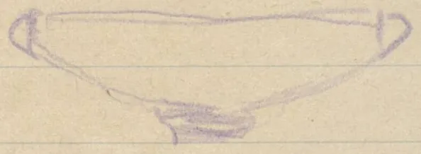 Profile of a wide bowl with two horizontal handles and a base ring