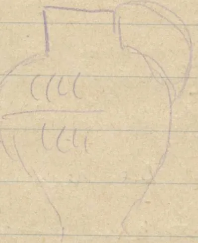 Profile of a one-handled jug with curved lines on the shoulder