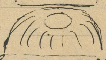 Circular plan, cross-section and perspective of a chamber