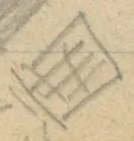 Chevron bands with a small cross-hatched diamond inside