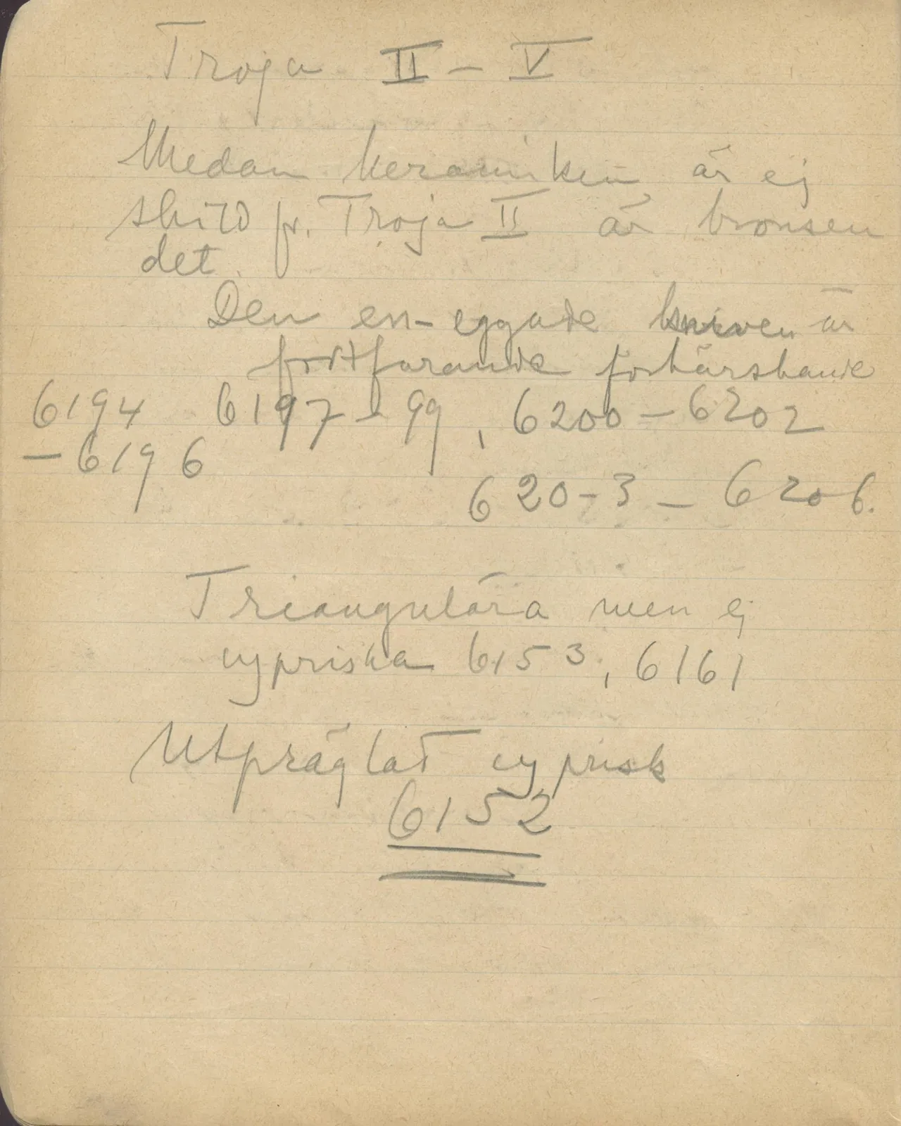 Scan 24 of notebook 000005 (Notes on pottery from Troy, the Cyclades and Crete), handwritten in Swedish. The transcription and translation follow.