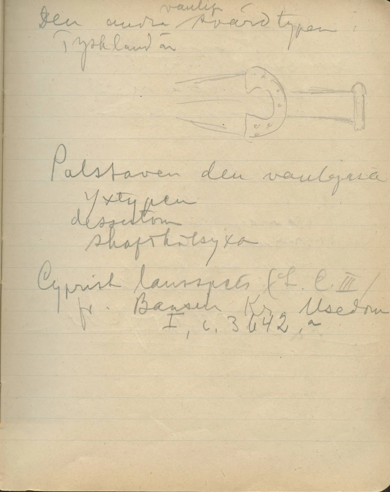 Scan 39 of notebook 000005 (Notes on pottery from Troy, the Cyclades and Crete), handwritten in Swedish, with drawings. The transcription and translation follow.