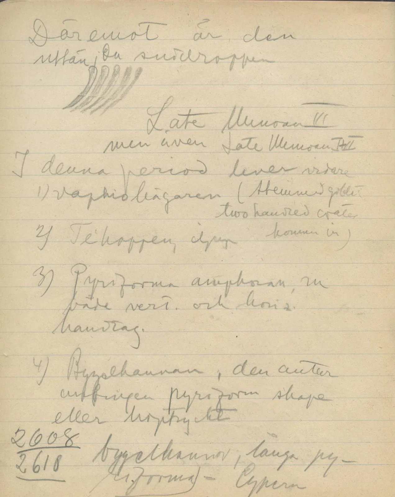 Scan 81 of notebook 000005 (Notes on pottery from Troy, the Cyclades and Crete), handwritten in Swedish, with drawings. The transcription and translation follow.