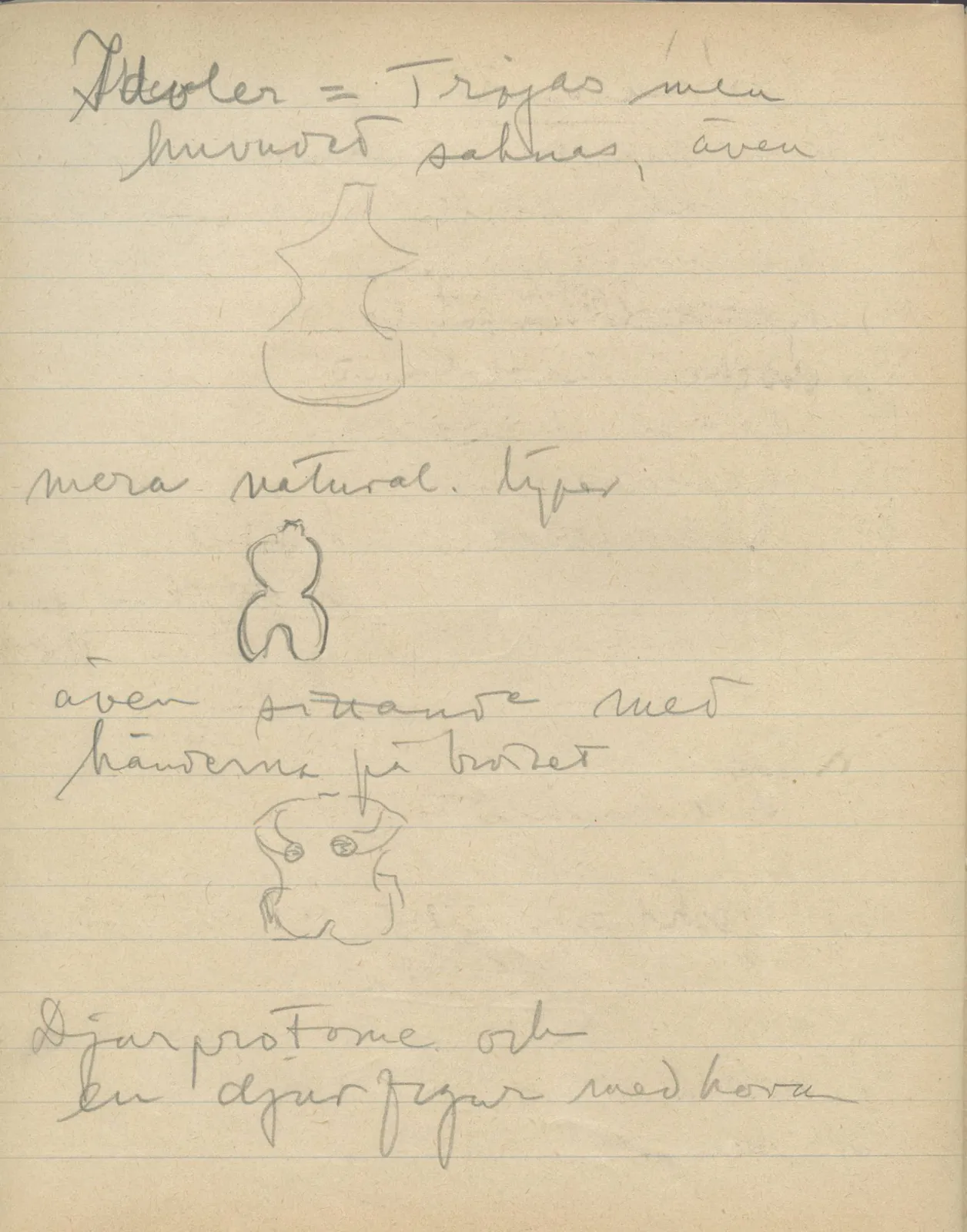 Scan 93 of notebook 000005 (Notes on pottery from Troy, the Cyclades and Crete), handwritten in Swedish, with drawings. The transcription and translation follow.