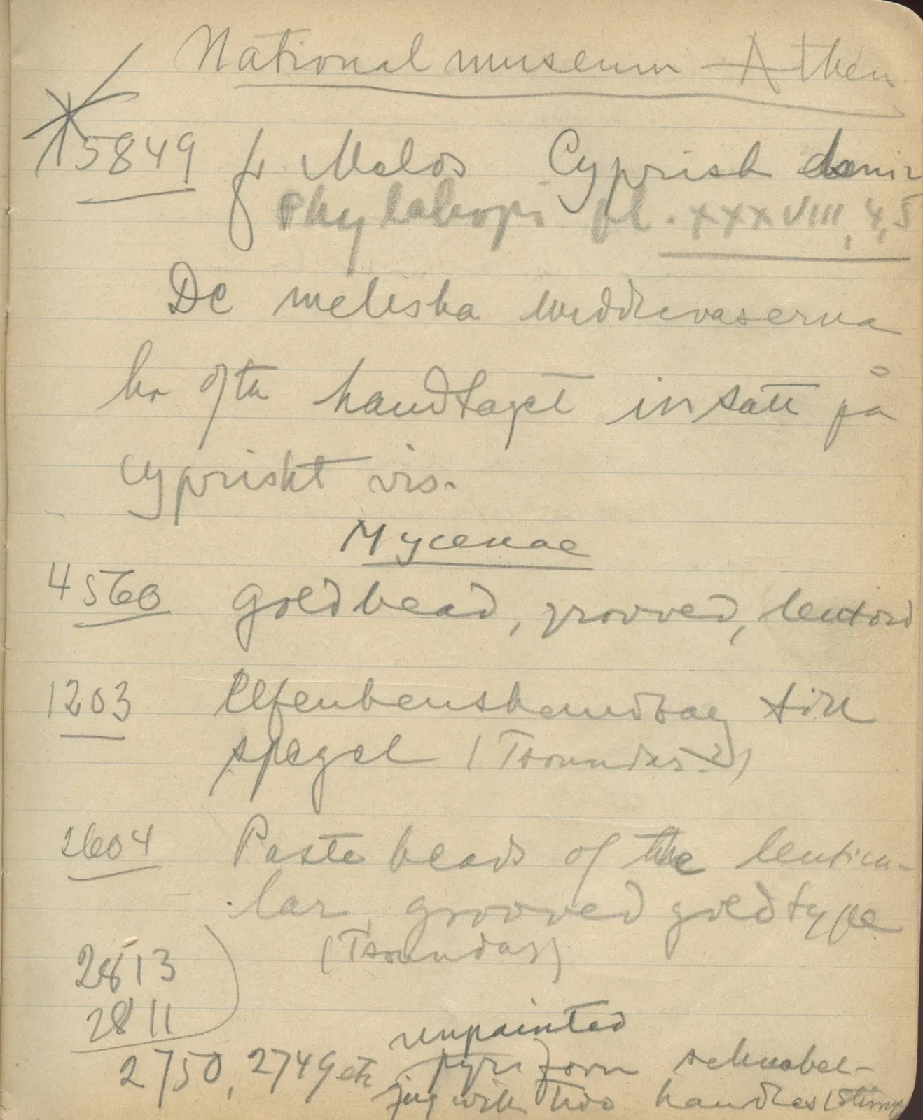Scan 106 of notebook 000005 (Notes on pottery from Troy, the Cyclades and Crete), handwritten in Swedish. The transcription and translation follow.