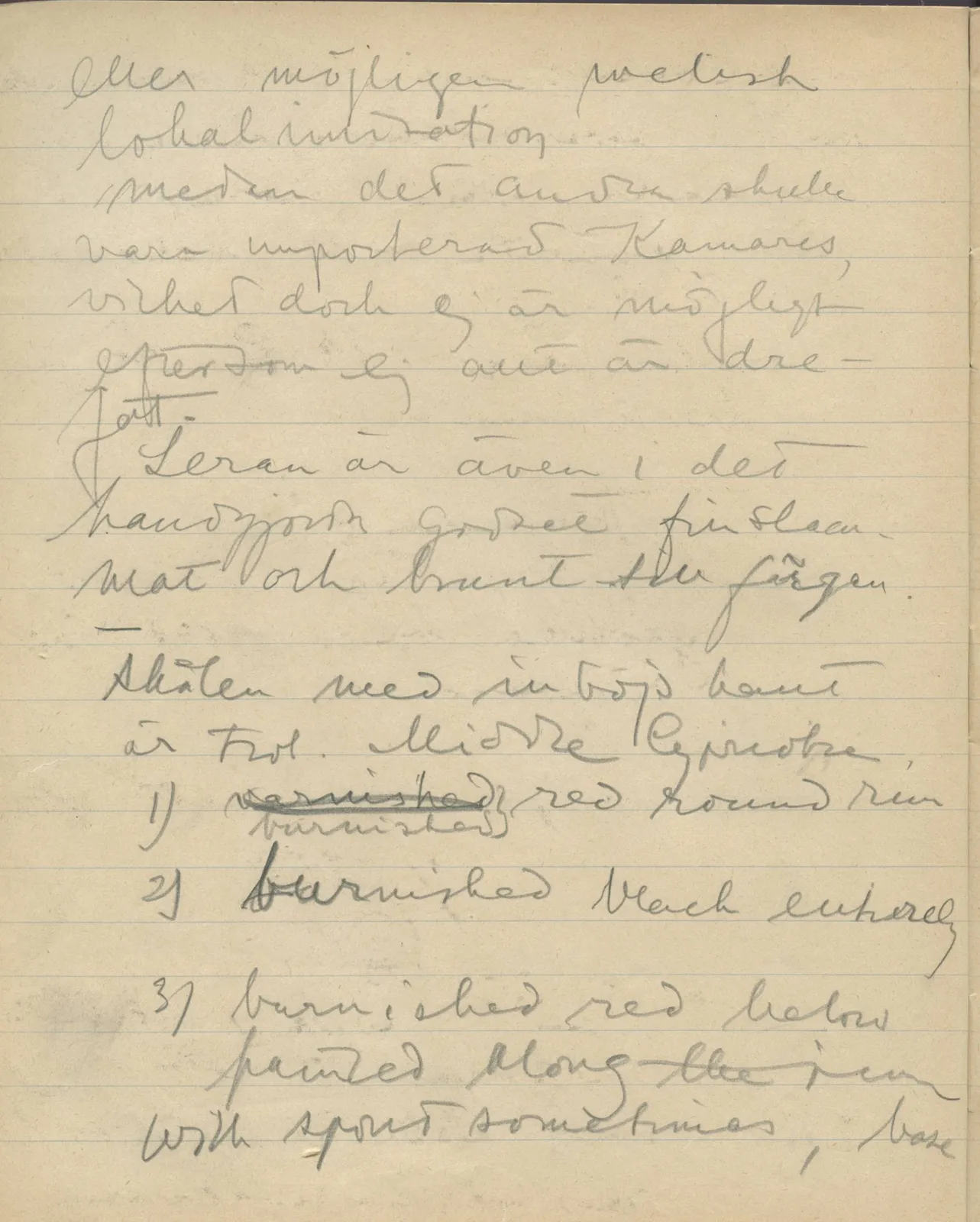 Scan 109 of notebook 000005 (Notes on pottery from Troy, the Cyclades and Crete), handwritten in Swedish. The transcription and translation follow.