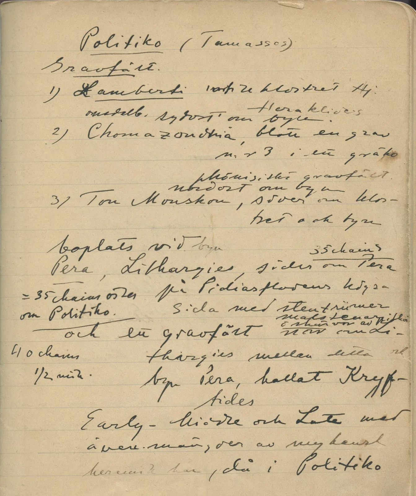 Scan 132 of notebook 000005 (Notes on pottery from Troy, the Cyclades and Crete), handwritten in Swedish. The transcription and translation follow.
