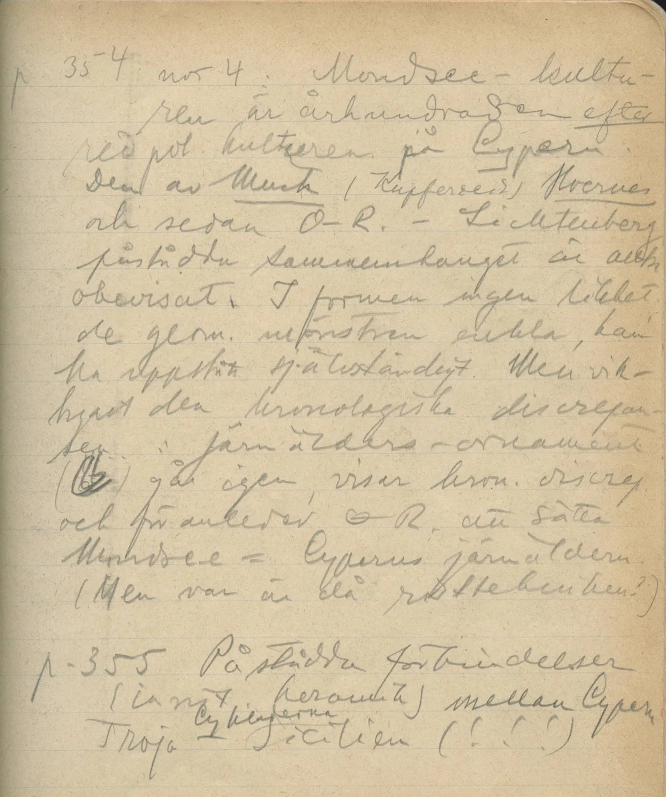 Scan 176 of notebook 000005 (Notes on pottery from Troy, the Cyclades and Crete), handwritten in Swedish. The transcription and translation follow.