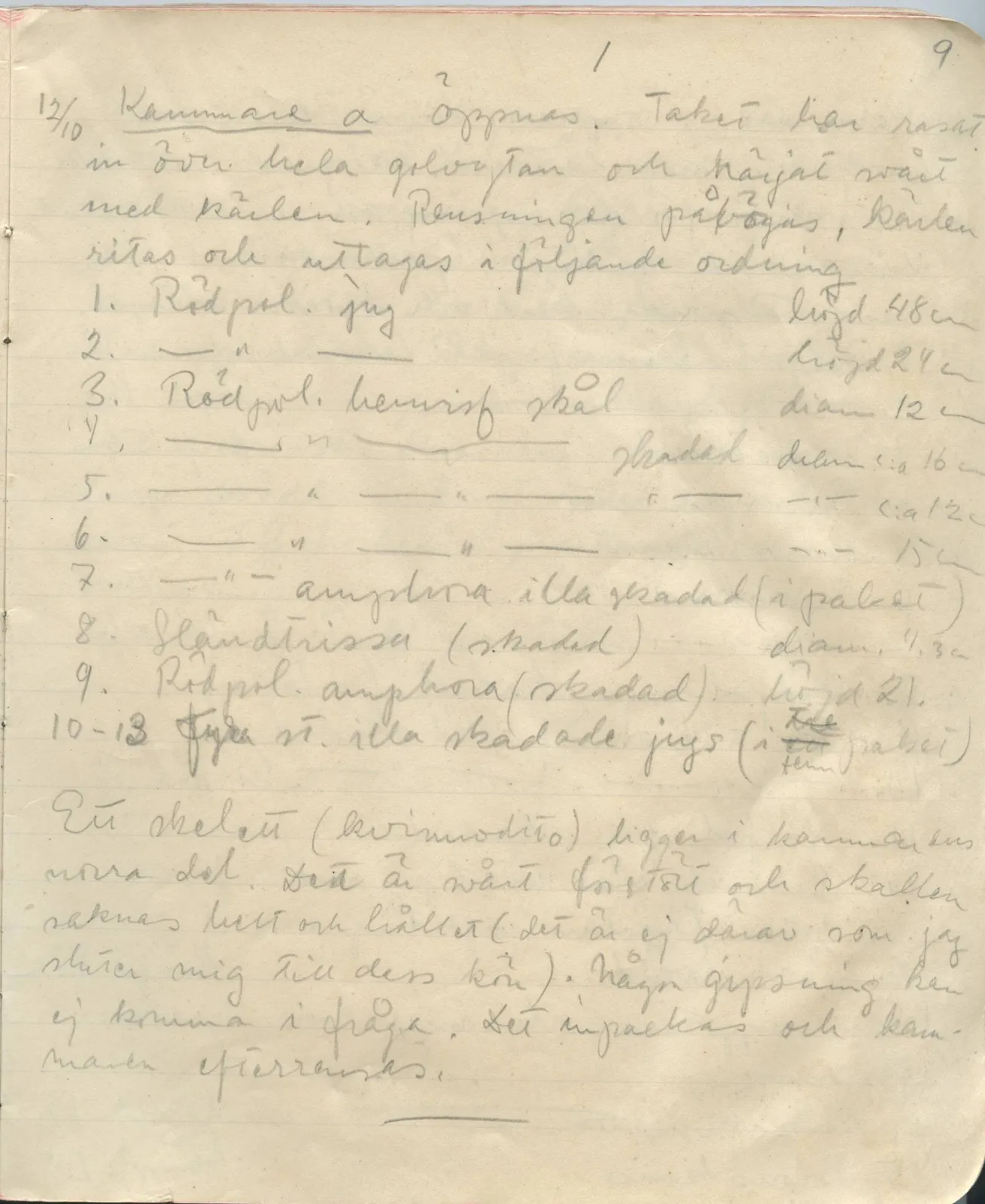 Scan 10 of field diary DII:1a (Lapithos, Vrysi tou Barba), handwritten in Swedish. The transcription and translation follow.