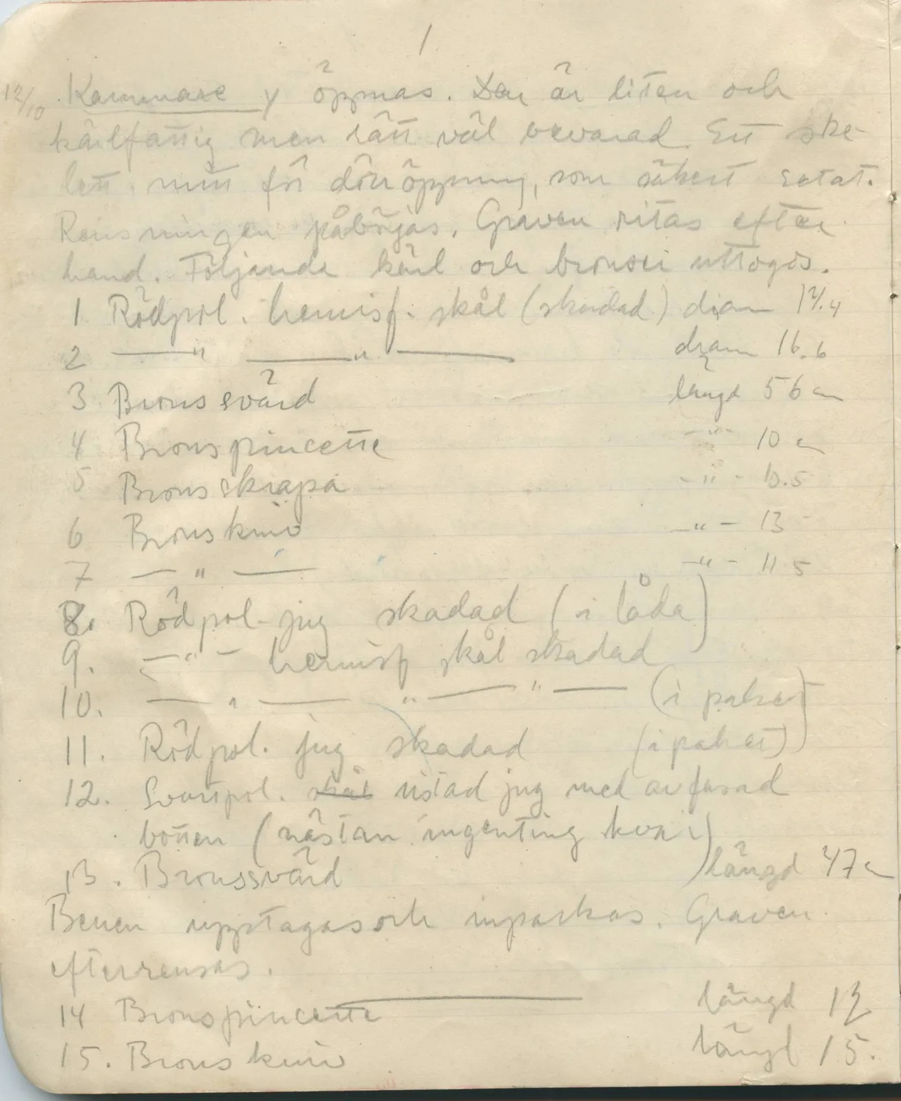 Scan 11 of field diary DII:1a (Lapithos, Vrysi tou Barba), handwritten in Swedish. The transcription and translation follow.