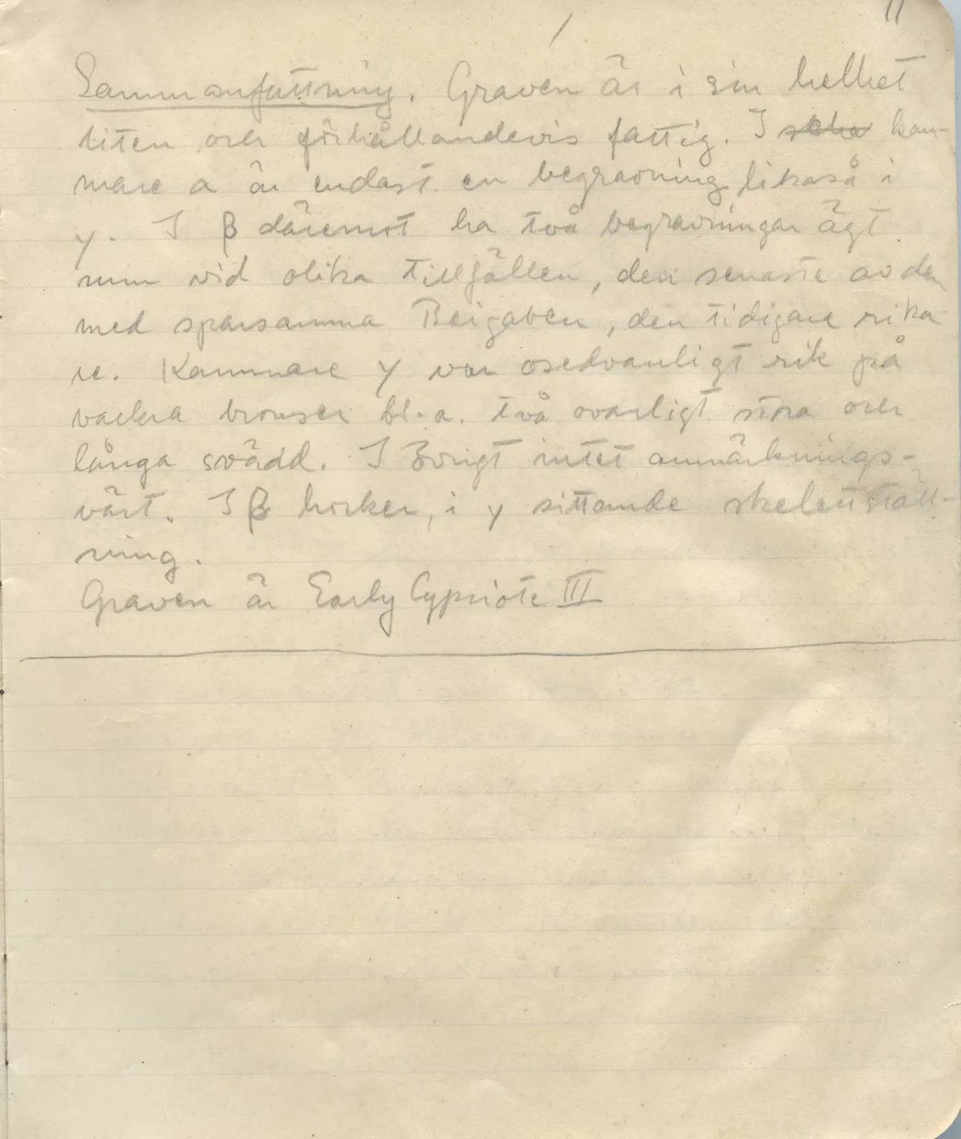 Scan 12 of field diary DII:1a (Lapithos, Vrysi tou Barba), handwritten in Swedish. The transcription and translation follow.