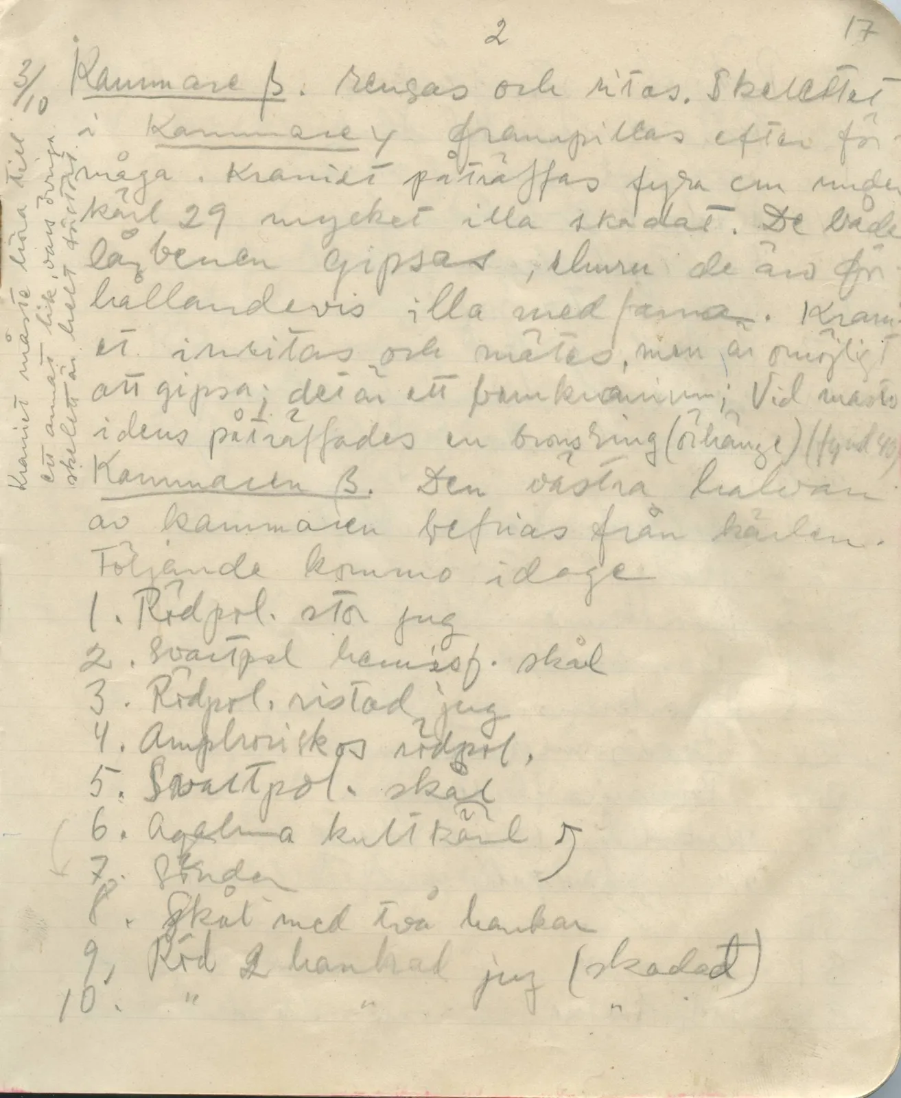 Scan 17 of field diary DII:1a (Lapithos, Vrysi tou Barba), handwritten in Swedish. The transcription and translation follow.