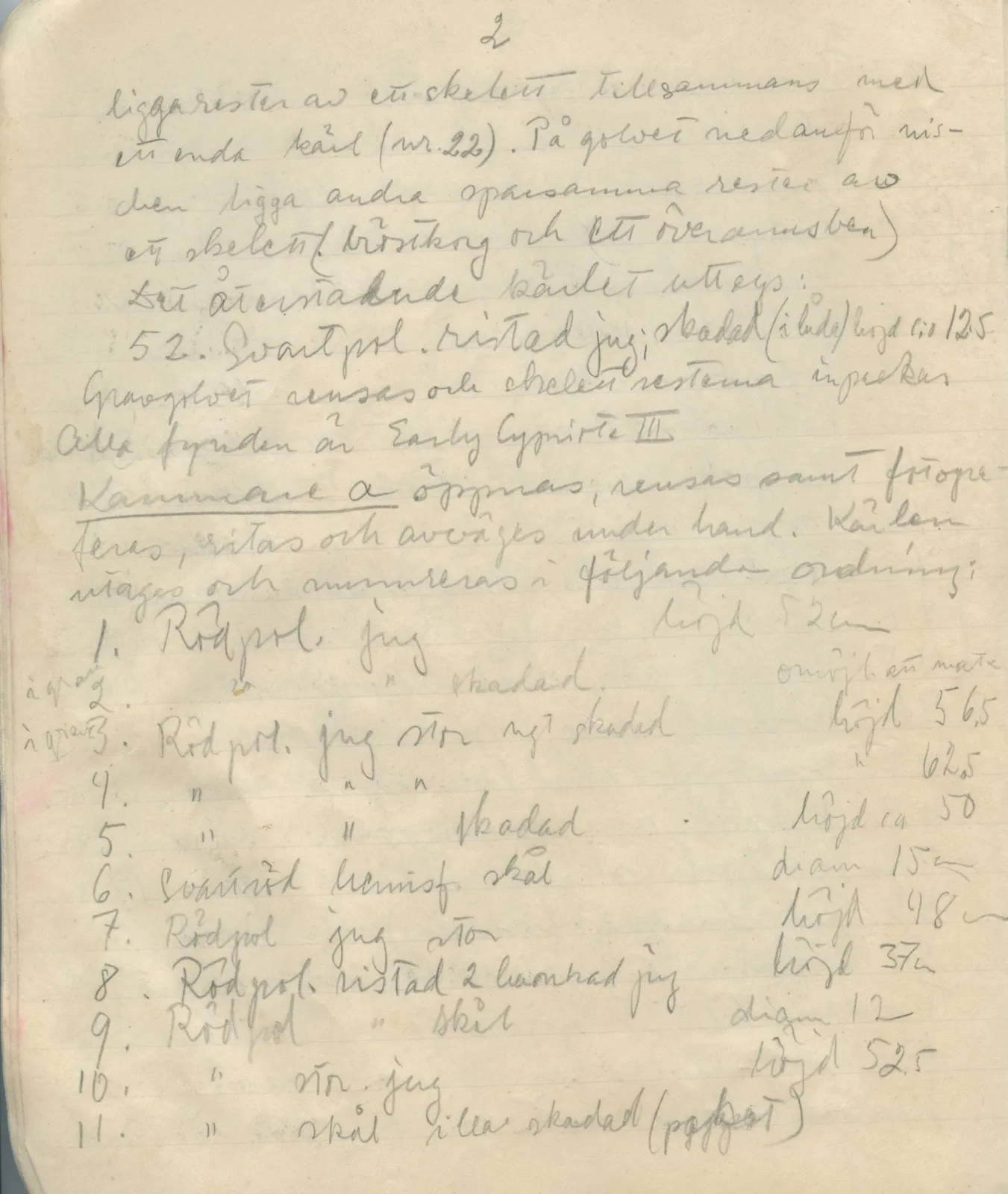 Scan 20 of field diary DII:1a (Lapithos, Vrysi tou Barba), handwritten in Swedish. The transcription and translation follow.
