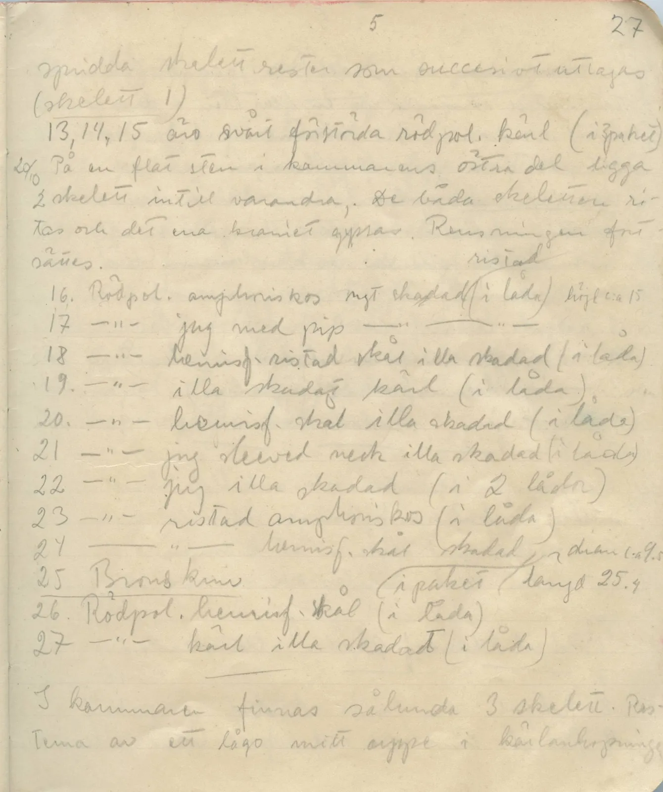 Scan 27 of field diary DII:1a (Lapithos, Vrysi tou Barba), handwritten in Swedish. The transcription and translation follow.