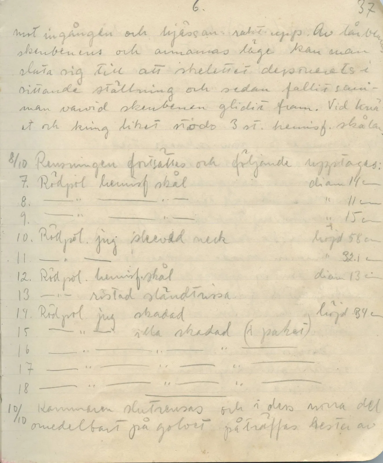 Scan 34 of field diary DII:1a (Lapithos, Vrysi tou Barba), handwritten in Swedish. The transcription and translation follow.
