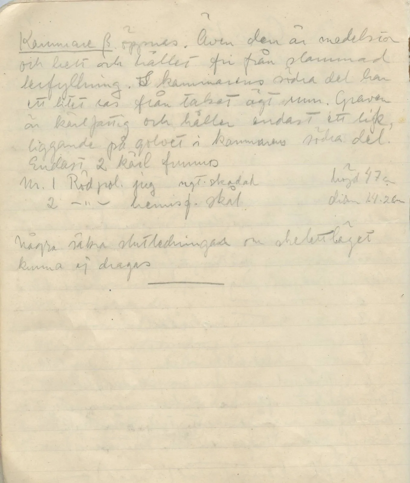 Scan 43 of field diary DII:1a (Lapithos, Vrysi tou Barba), handwritten in Swedish. The transcription and translation follow.