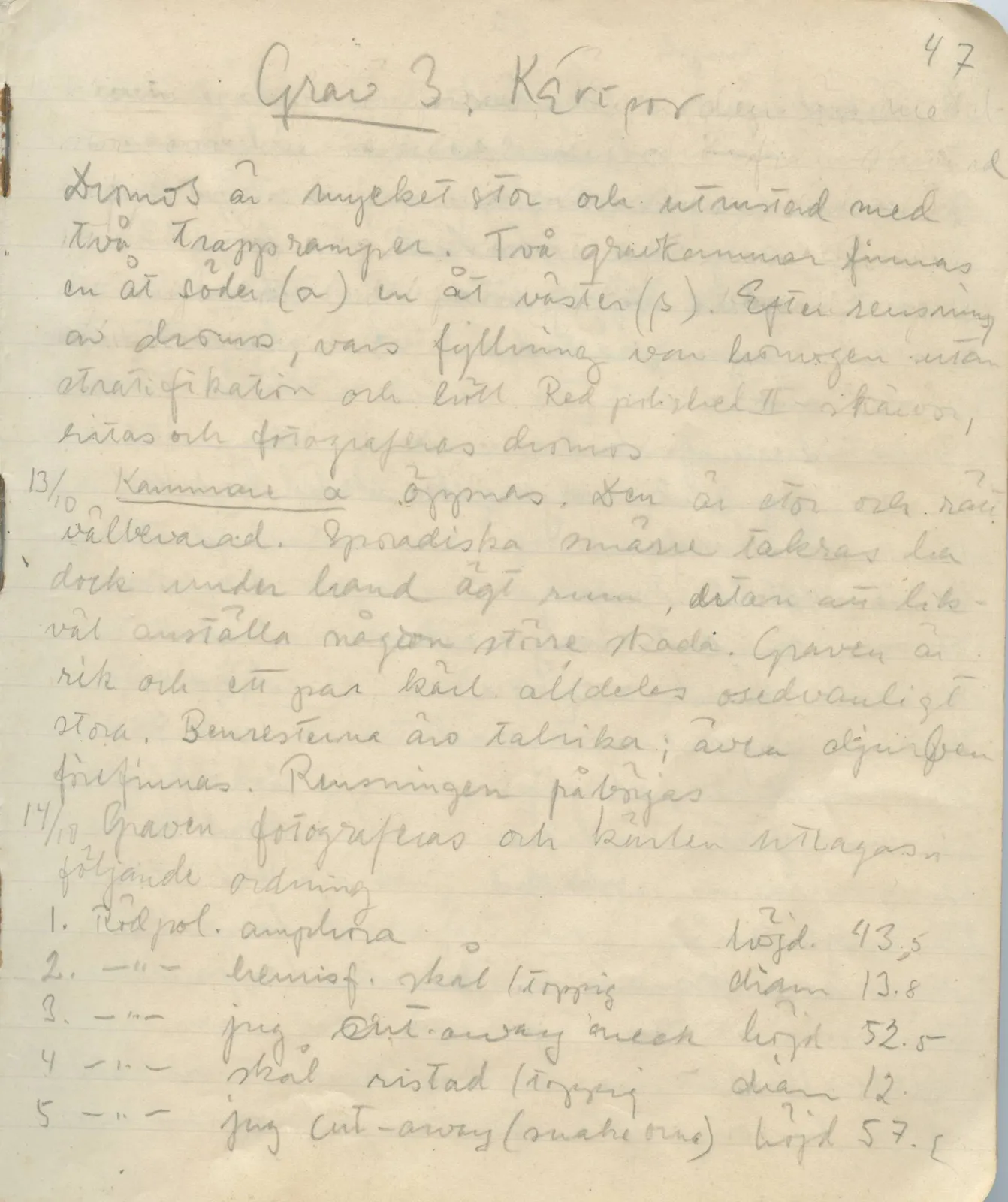 Scan 44 of field diary DII:1a (Lapithos, Vrysi tou Barba), handwritten in Swedish. The transcription and translation follow.