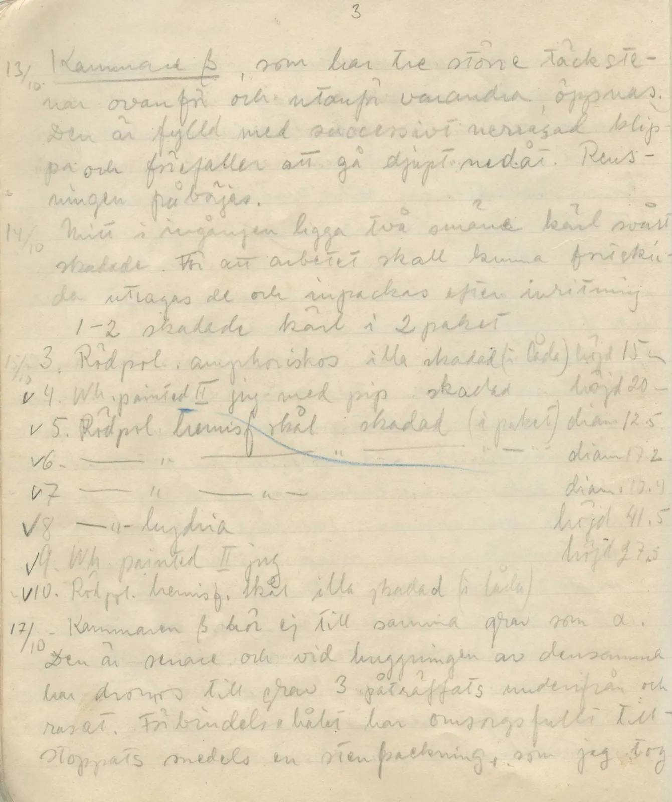 Scan 47 of field diary DII:1a (Lapithos, Vrysi tou Barba), handwritten in Swedish. The transcription and translation follow.
