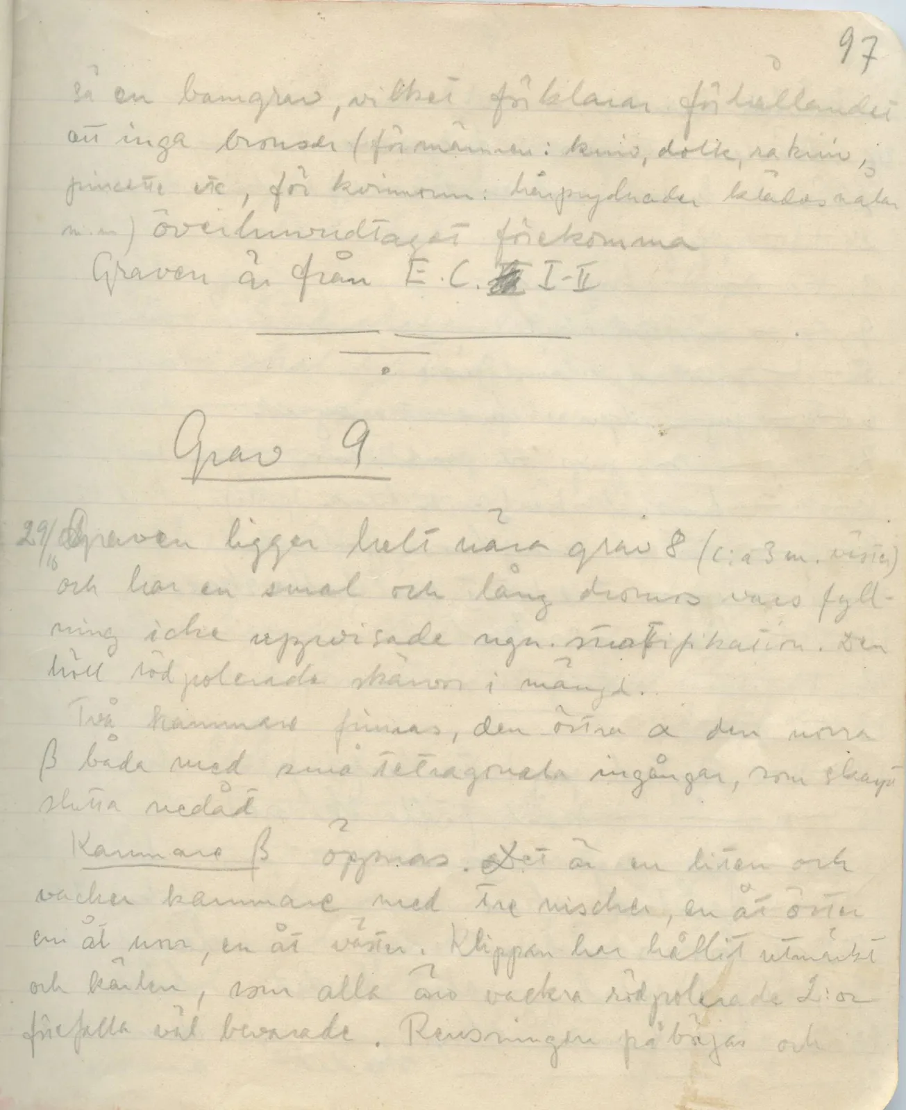 Scan 95 of field diary DII:1a (Lapithos, Vrysi tou Barba), handwritten in Swedish. The transcription and translation follow.