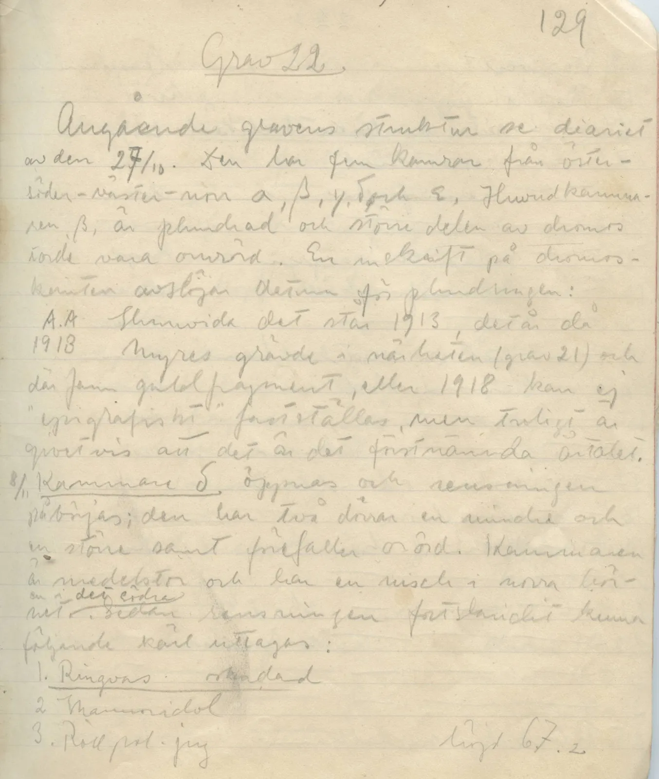 Scan 127 of field diary DII:1a (Lapithos, Vrysi tou Barba), handwritten in Swedish. The transcription and translation follow.