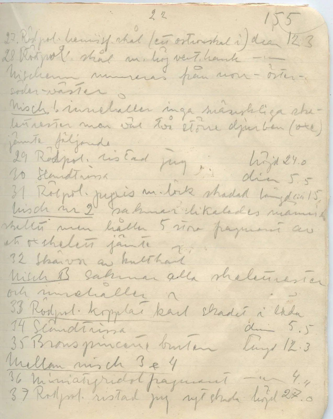 Scan 155 of field diary DII:1a (Lapithos, Vrysi tou Barba), handwritten in Swedish. The transcription and translation follow.