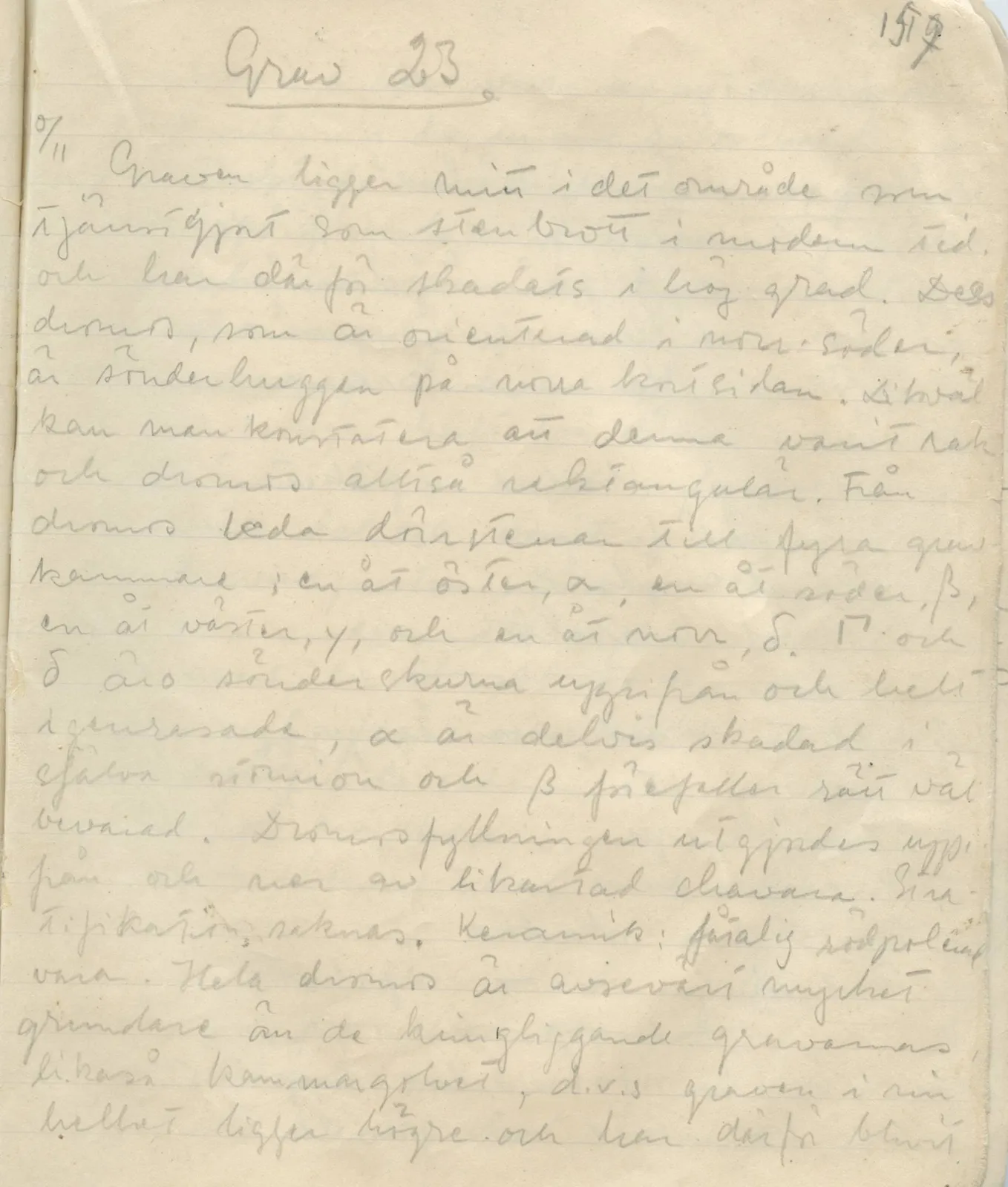 Scan 157 of field diary DII:1a (Lapithos, Vrysi tou Barba), handwritten in Swedish. The transcription and translation follow.