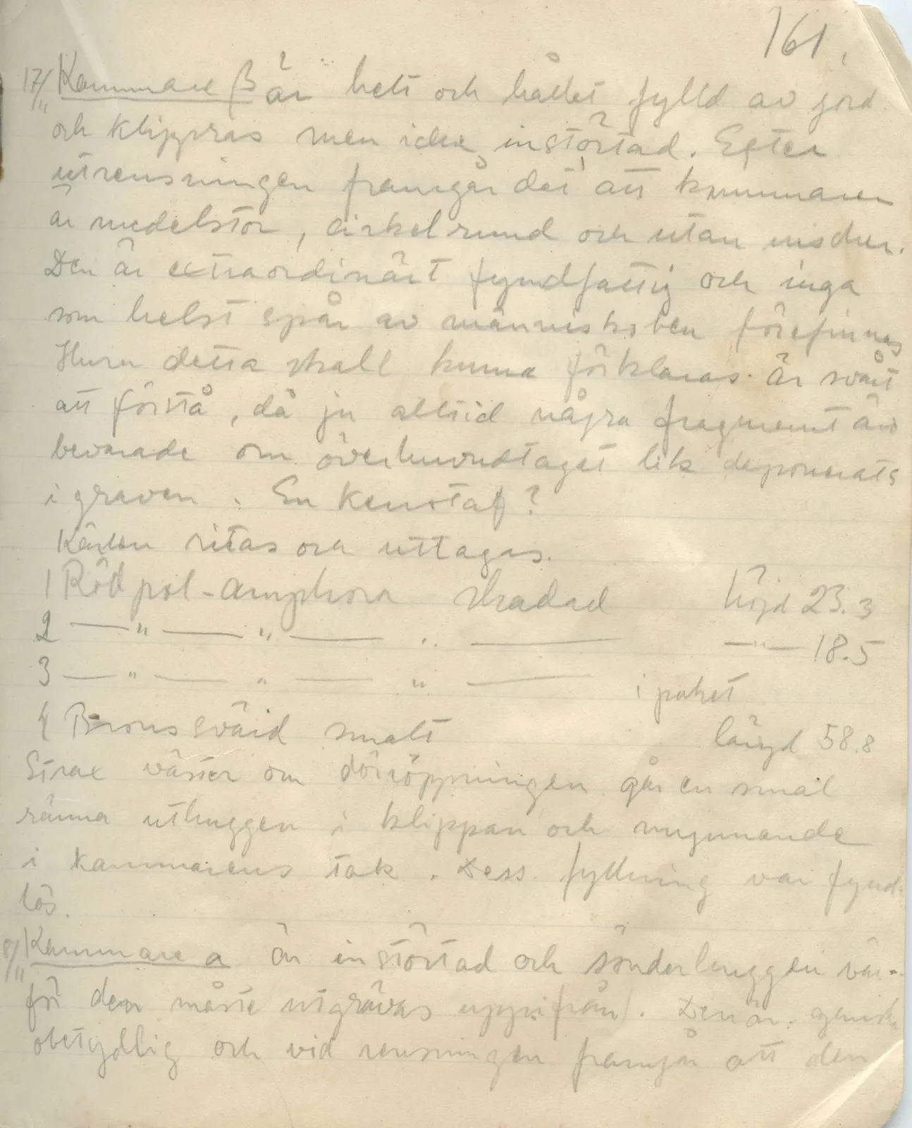 Scan 161 of field diary DII:1a (Lapithos, Vrysi tou Barba), handwritten in Swedish. The transcription and translation follow.