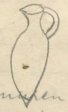 Profile of a jug with one handle and pointed base
