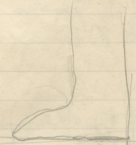 Plan of a rectangular chamber with an elongated dromos containing stones and a side niche on the left, with a smaller profile sketch on the right
