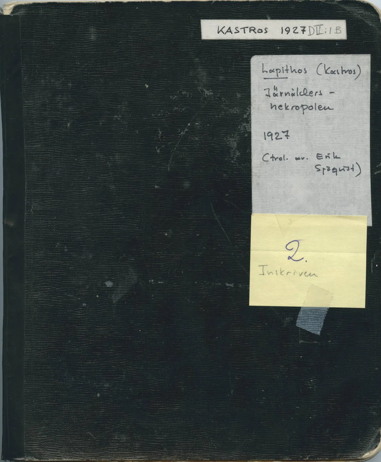 Scan 1 of field diary DII:1b (Lapithos, Kastros), handwritten in Swedish. The transcription and translation follow.