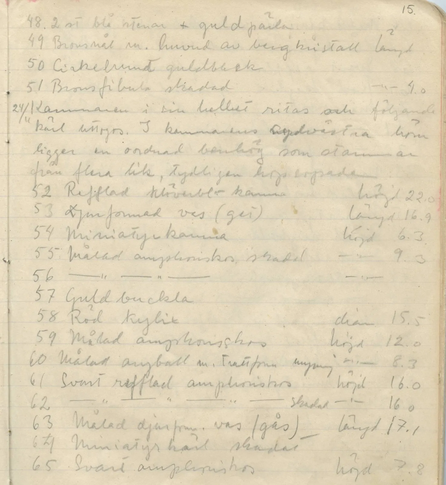 Scan 16 of field diary DII:1b (Lapithos, Kastros), handwritten in Swedish. The transcription and translation follow.