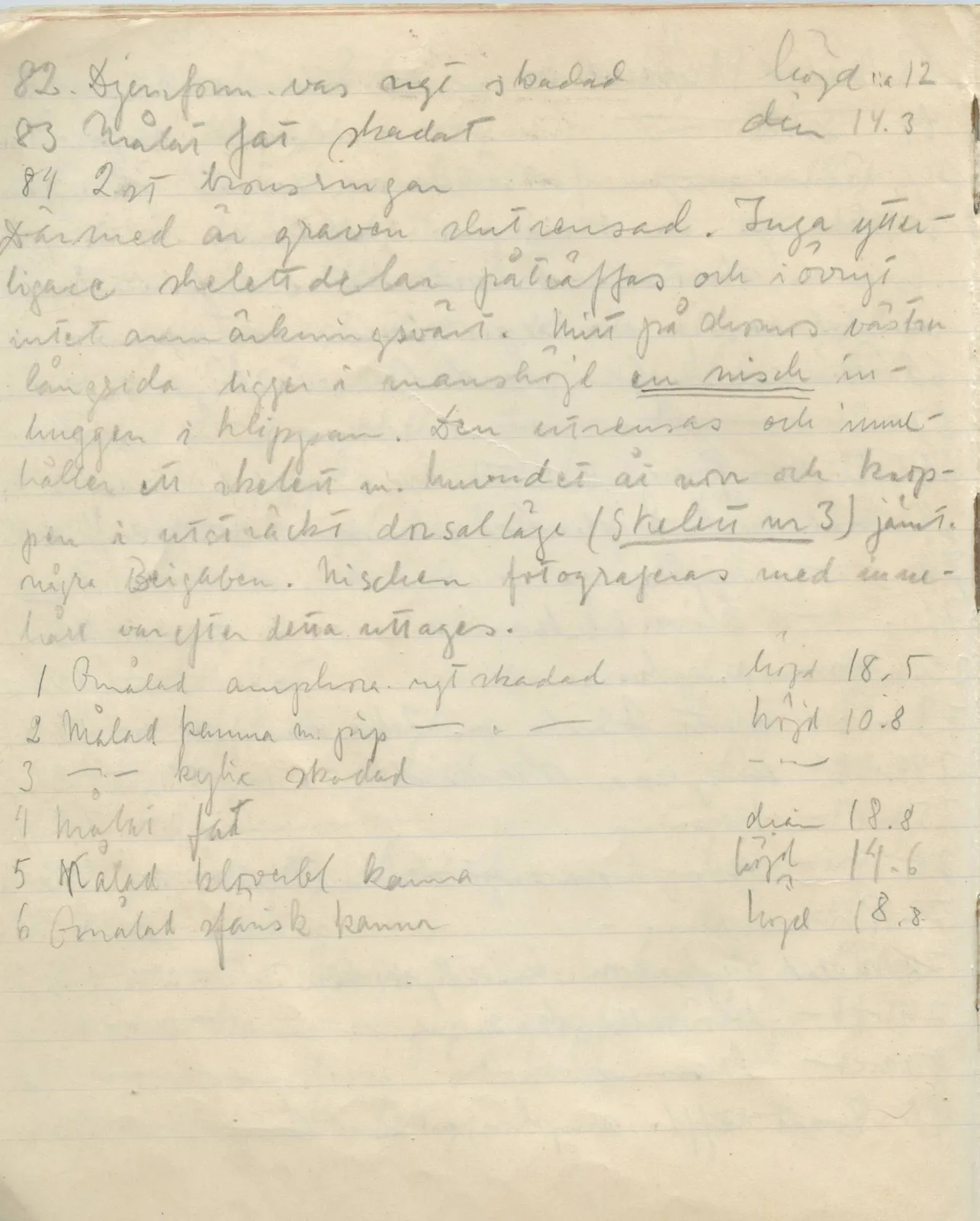 Scan 36 of field diary DII:1b (Lapithos, Kastros), handwritten in Swedish. The transcription and translation follow.