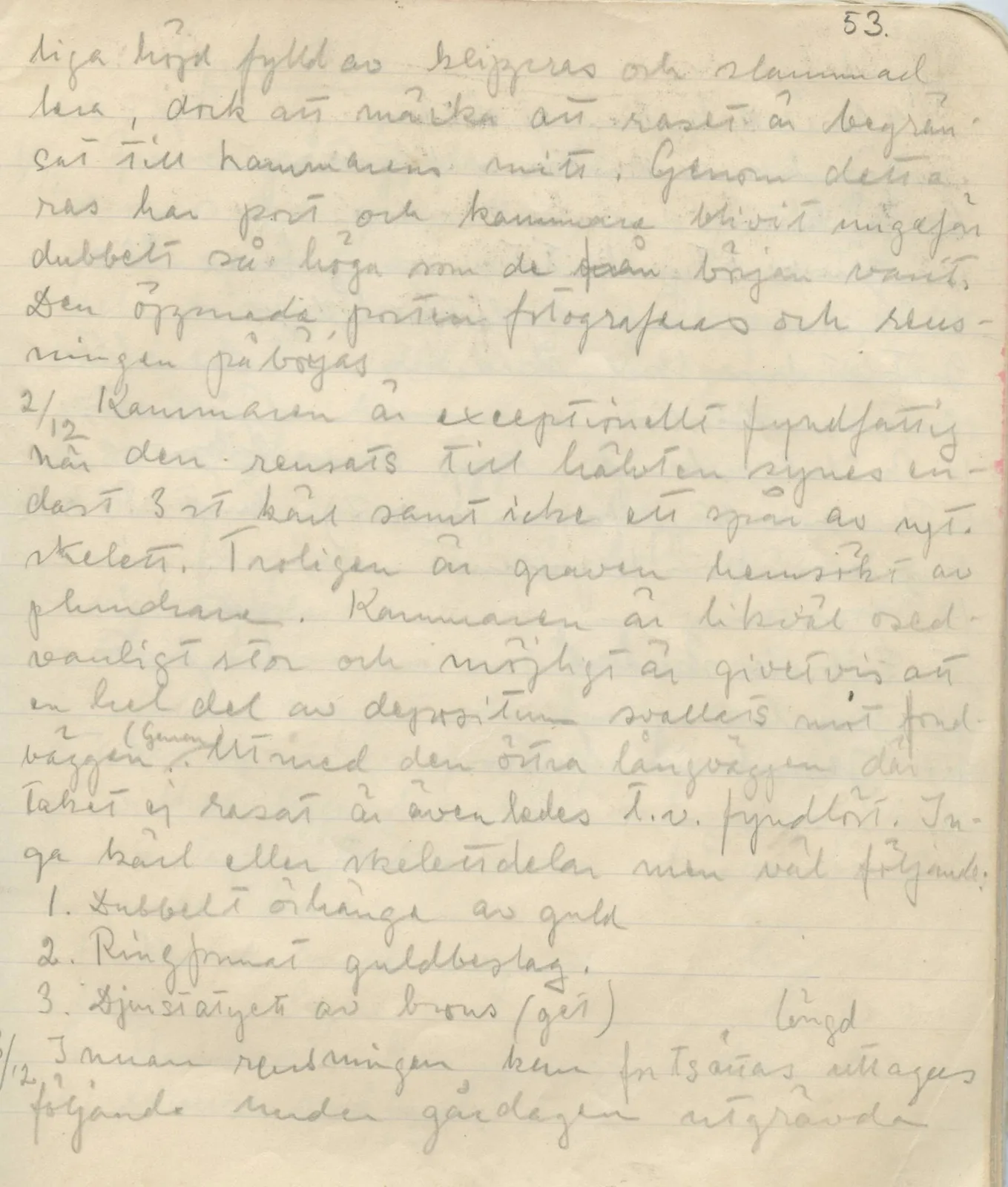 Scan 53 of field diary DII:1b (Lapithos, Kastros), handwritten in Swedish. The transcription and translation follow.