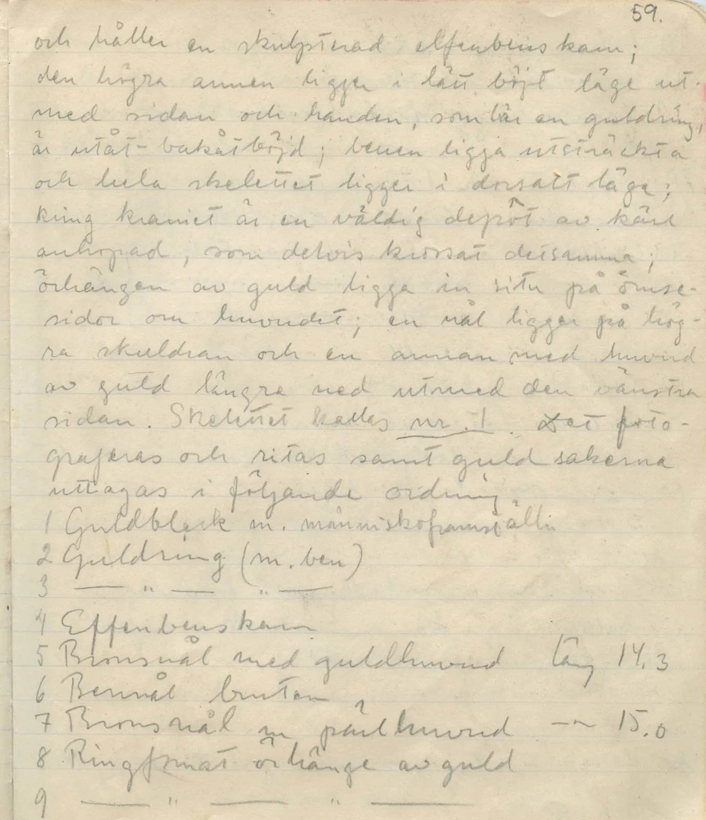 Scan 59 of field diary DII:1b (Lapithos, Kastros), handwritten in Swedish. The transcription and translation follow.